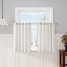 Kitchen Curtains Sets for Windows 36 Inch Length Linen Blend Small Cafe Curtains