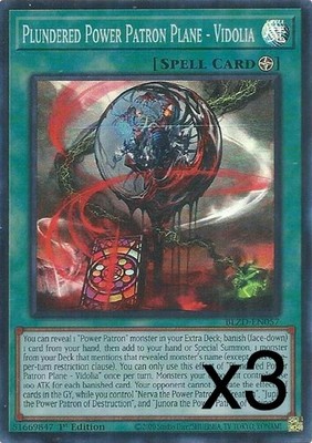 3X Yugioh Plundered Power Patron Plane - Vidolia BLZD-EN057 Super Rare 1st Ed NM