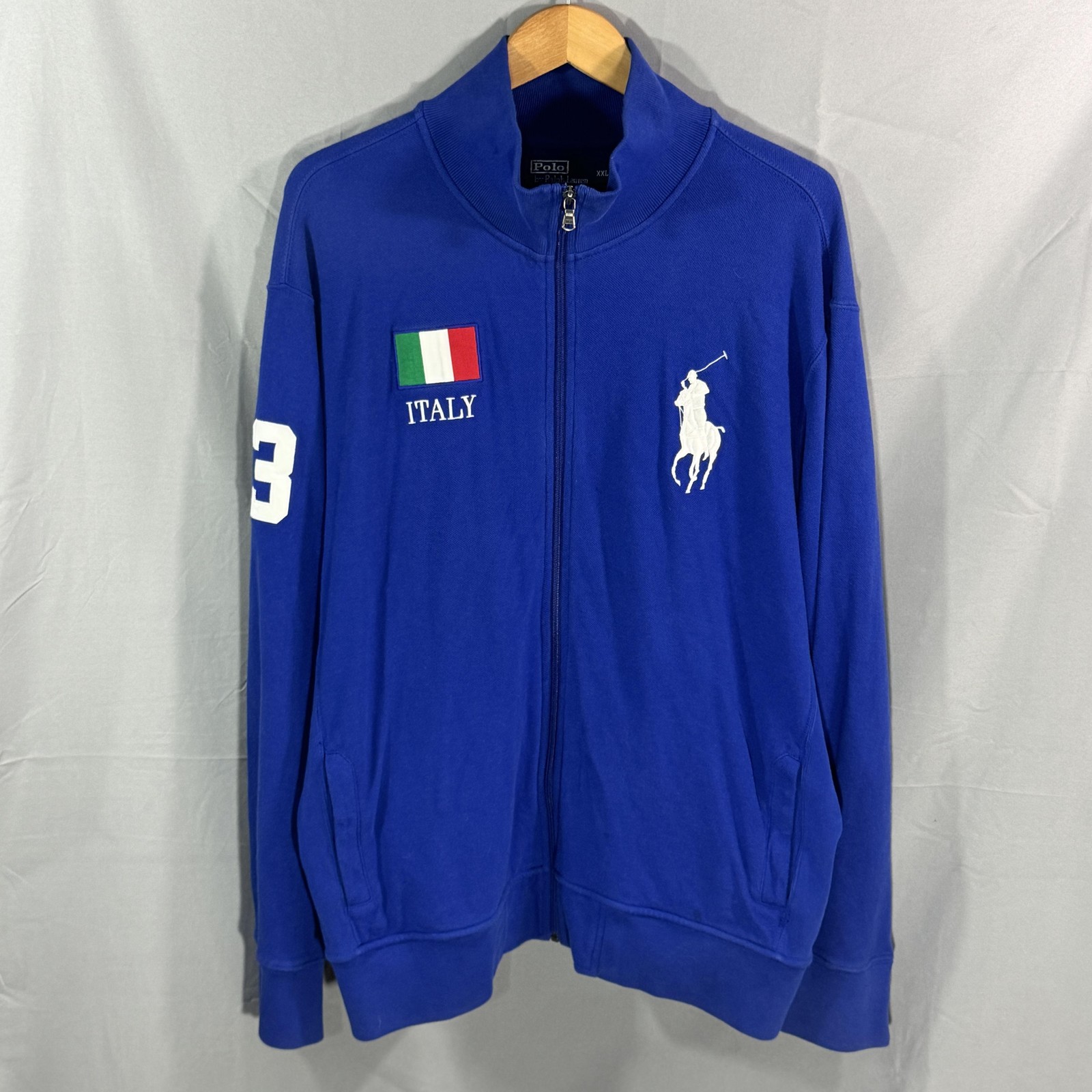 Polo Ralph Lauren Giacca Uomo 2XL Blu Italia Full Zip Track Big Pony Flag 3