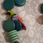 Handcrafted Multicolor Wood Beaded Statement Necklace w/ Bird Charm, Hook — photo 7