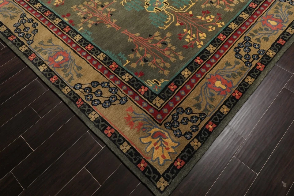 Crafts Multi Sizes Handmade 100% Wool Area Rug Dark Gray/Green |8x10|8x12|9x12| - Image 3 of 4