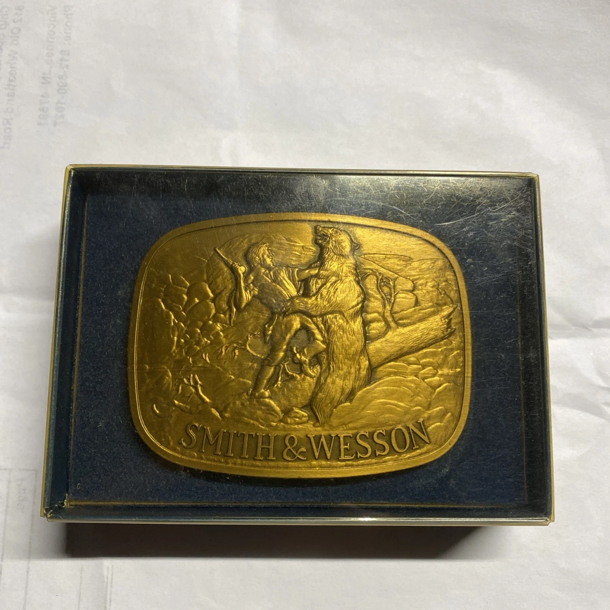 Vintage Smith & Wesson 44/110 Leather Belt With Vintage Gold Buckle Smith and Wesson  main image 2