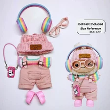 Handmade 15/17cm Doll Clothes Size Fits for LABUBU Pink 7 in 1 Clothing Set