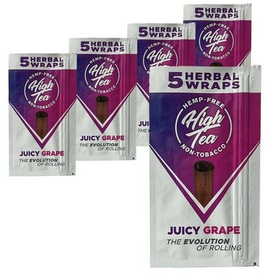High Tea Non Tobacco All Natural Herbal Smoking Wraps - Juicy Grape - 25 Self...