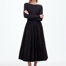 NWT Madewell Women's Black Bubble-Hem Midi Dress Size 6 Party/Cocktail