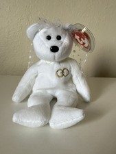 Mrs Retired 2001 White Plush Ty Beanie Babie Bride Wedding Bridal Bear