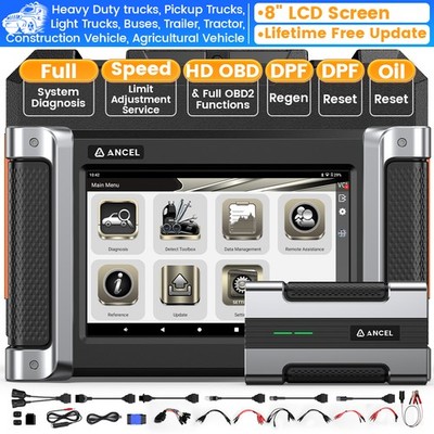 ANCEL HD8000 Heavy Duty Diesel OBD2 Scanner DPF Regen Engine Speed Limits