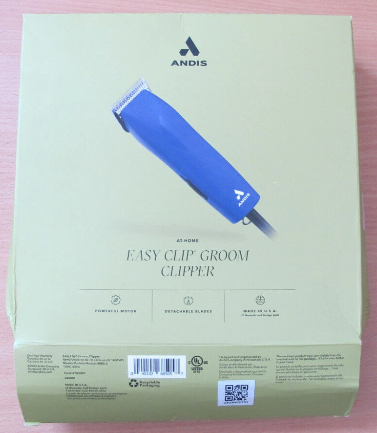 Andis- Easy Clip Groom Detachable Blade Pet Clipper Kit Blue OPEN BOX MBG-2
Opens in a new window or