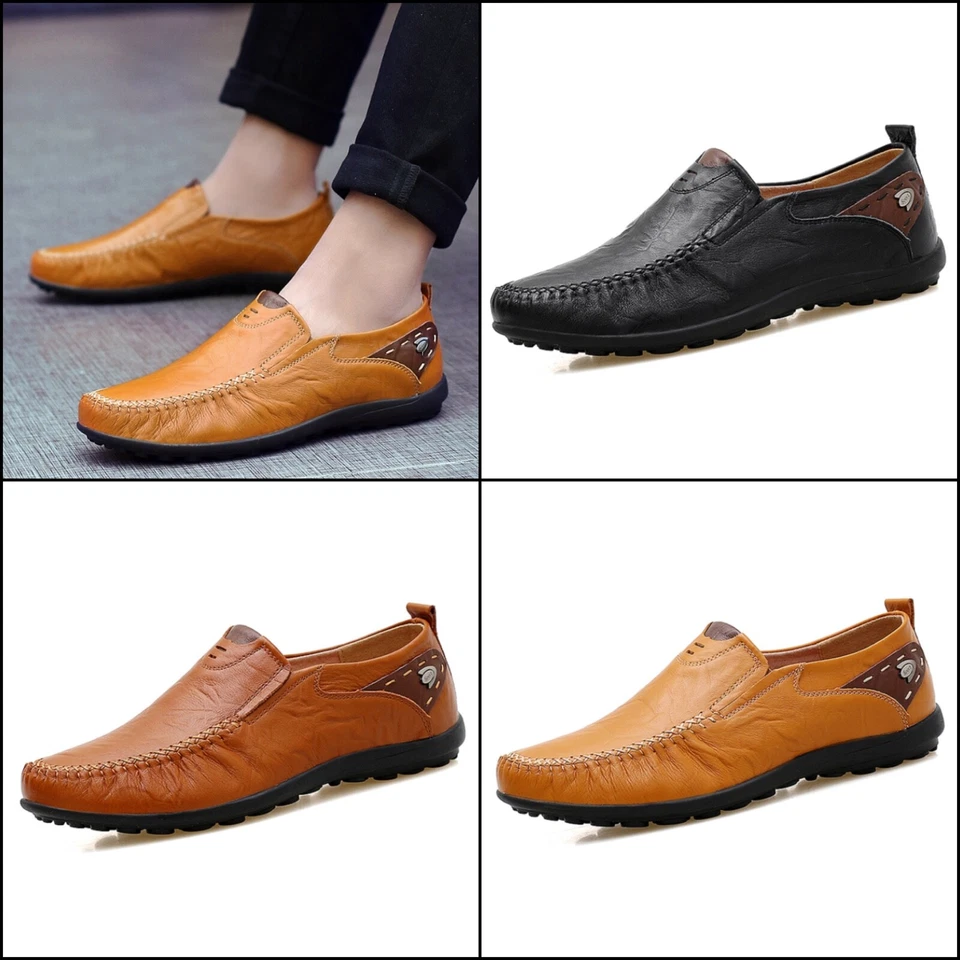 mocassin chaussure en cuir authentique homme décontracté noir marron caramel été - Photo 2/4