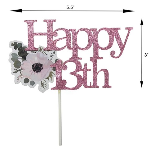 ORO ROSA FELIZ PASTEL DE CUMPLEAÑOS DECORACIÓN FLORAL NIÑAS DECORACIÓN FIESTA - Imagen 3 de 13