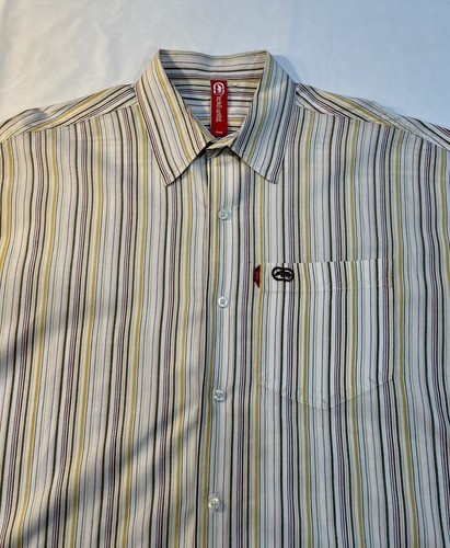 Ecko Unltd Mens Button Up Shirt Big & Tall Size 3XLStriped Short Sleeve CUTE - Picture 9 of 17