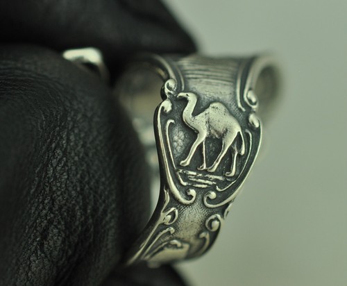 Massiver 925 Sterling Silber Freimaurer Klinge Shriner verstellbar Löffel Ring - Bild 3 von 6