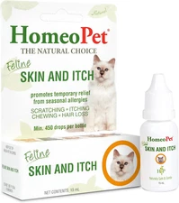 Homeopet Feline Skin and Itch, Safe and Natural Cat Supplement for Itchy Skin, S