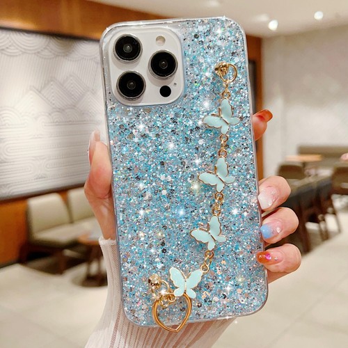 For iPhone Samsung +Butterfly Bracelet Case Bling Glitter Phone Cover Hot Girls - Picture 13 of 13