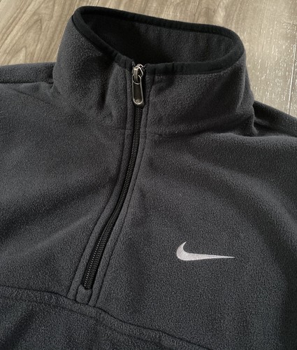 Mens Nike 1/4 Zip Fleece Activewear Shirt Dark Gray sz M - Picture 2 of 7