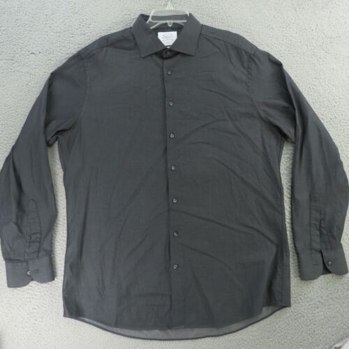 Charles Tyrwhitt Shirt Men XL 17 Black Slim Fit Long Sleeve Button Up 37 - Picture 1 of 8
