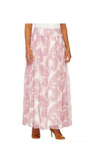 Maxi gonna Dennis Basso regular paisley stampata plissettata poliestere malva taglia 6