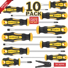 10 Pcs Magnetic Screwdrivers Set 5 Phillips and 5 Slotted Tips Professional Work