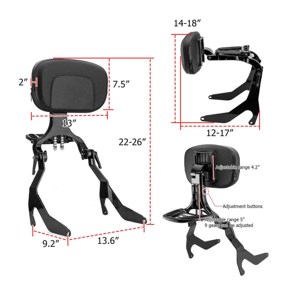 Multi-Purpose Passenger Driver Backrest for BMW R18 Bagger Roctane