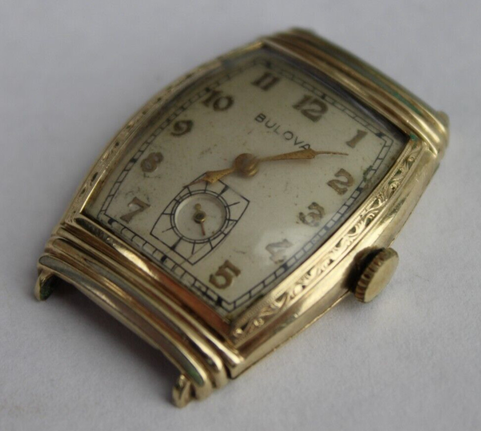 21 JEWEL Men's vintage BULOVA watch bezel 10K GOLD gf… Gem