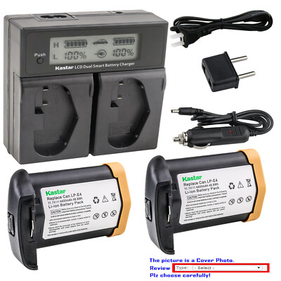 Kastar Battery LCD Dual Fast Charger for Canon LP-E4 LPE4N Canon EOS 1Ds Mark IV
