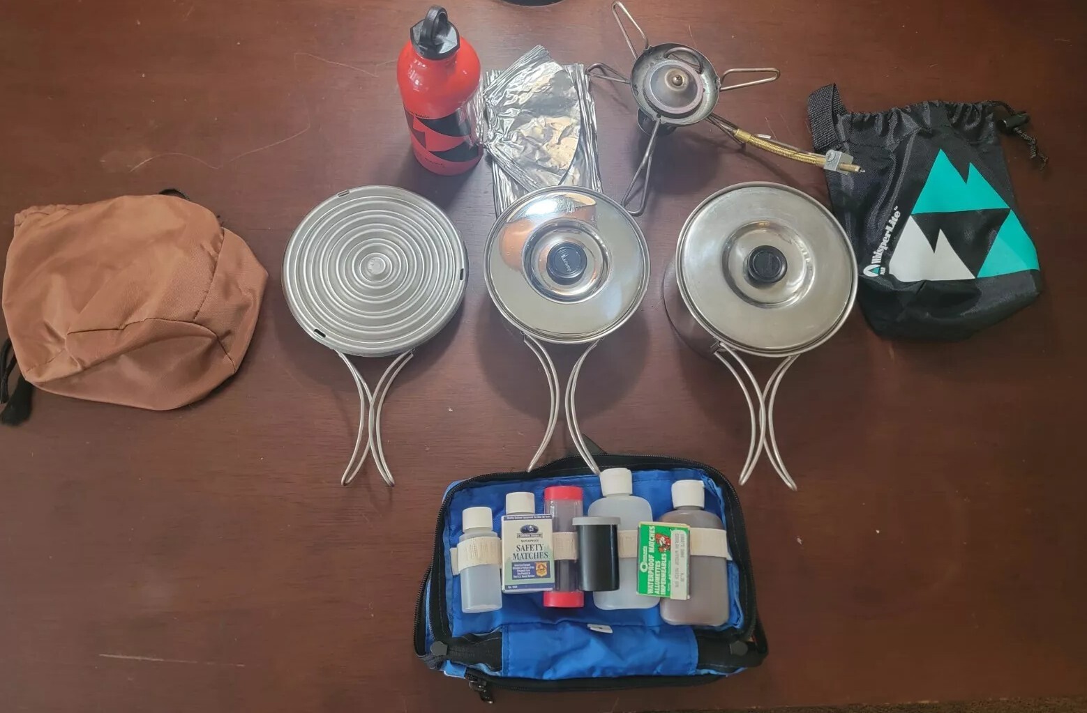 MSR WhisperLite Estufa y Litcamp Sartenes Plegables MSR Lata de Combustible Coincide Estuche