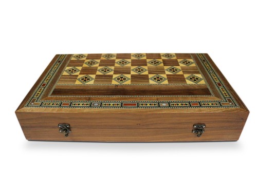 Holz Backgammon/Schach Brett, Holz Steine BK60 - Bild 2 von 8
