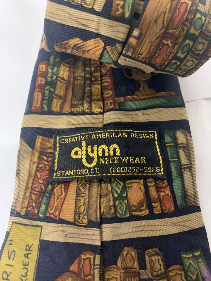 Prendas para el cuello Alynn corbata para el cuello para hombre ex libris placa marrón seda biblioteca libros EE. UU. Foto 2 de 2