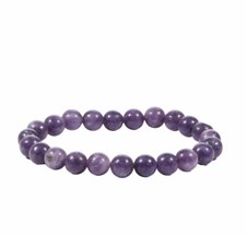 Lepidolite   beaded bracelet Stretch Elastic Handmade Gemstone Beds Reiki