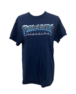 Thrasher Magazine Mens Medium Shirt Blue Big Logo Short Sleeve Crewneck