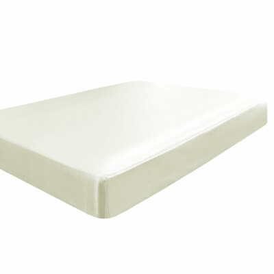 Spannbettlaken Satin Seide mit tiefer Tasche Ultra Luxus Glatt King Weiß