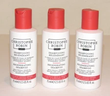 3 Christophe Robin Regenerating Shampoo 2.5 Oz Each Travel Size Prickly Pear