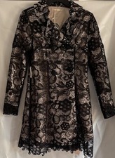 Hazel Lace Overlay Black Floral Jacket Small Nwt New Snap Belted $188