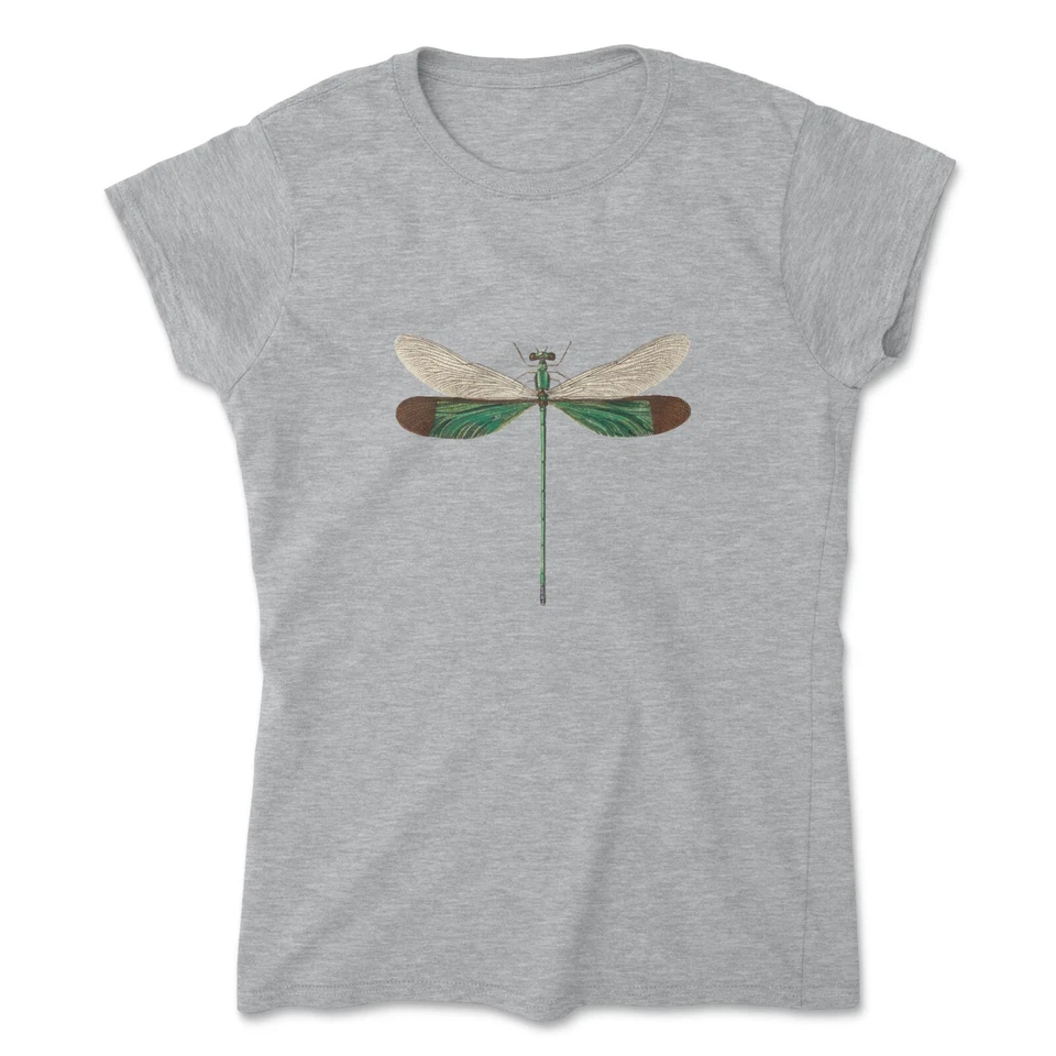 Green Dragonfly Women's T-Shirt, Nature Ladies Fitted Top - Изображение 3 из 4