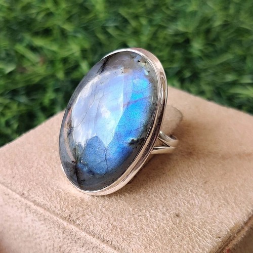 Nice Labradorite Gemstone 925 Sterling Silver Handmade Ring All Size K-17 - Picture 2 of 5