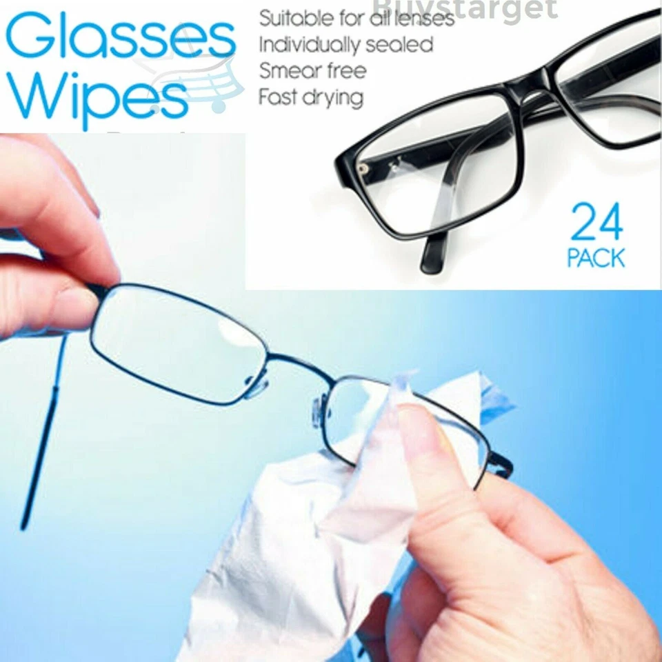 30 SMEAR FREE GLASSES WIPES Optical Lens Glass Cleaner Cleaning Cloth Sunglasses
