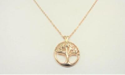 BEACH FASHION GOLD TONE RHODIUM TREE OF LIFE CIRCLE NATURE PENDANT NECKLACE