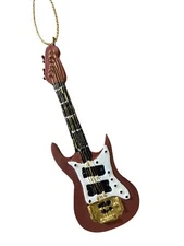 Gallarie II Rust & White 6 String Electric Guitar Ornament 3.75 inch NWT 