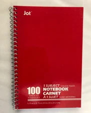 JOT One Subject Notebook College Ruled 100 Pages 5.75" x 8.75": UNWRITTEN!