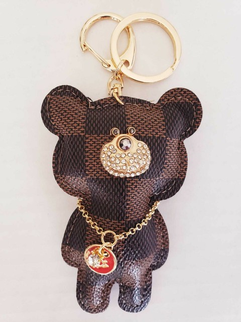 Designer inspired Teddy Bear Checkered Tassel KeyChain Bag Charm keychain | eBay