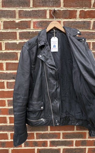 All Saints Mens ISHIDA Leather Biker Jacket Moto Bomber Allsaints XL A463 - Picture 4 of 10