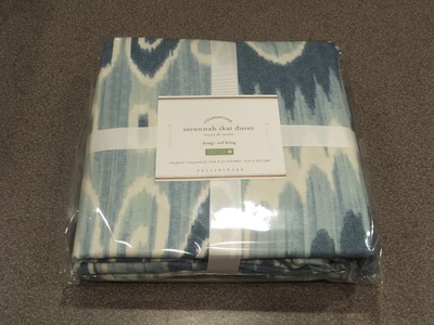 New Rare 5pc Pottery Barn Savannah Ikat King Duvet Set W 4 Shams