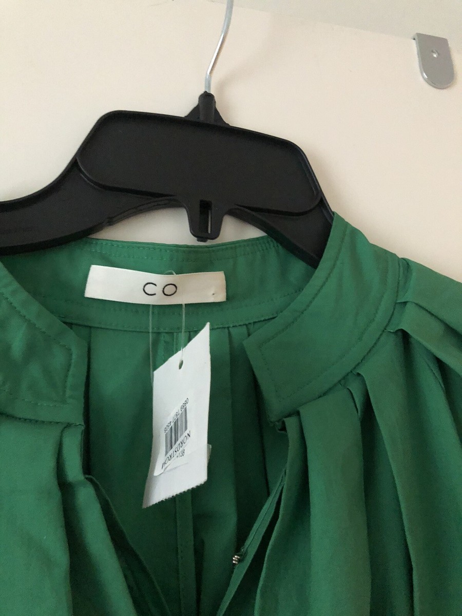 Co Collection Pleated Cotton Dress Green NWT Sz XS $975 Co Collection Pleated Cotton Dress Green NWT Sz XS $975