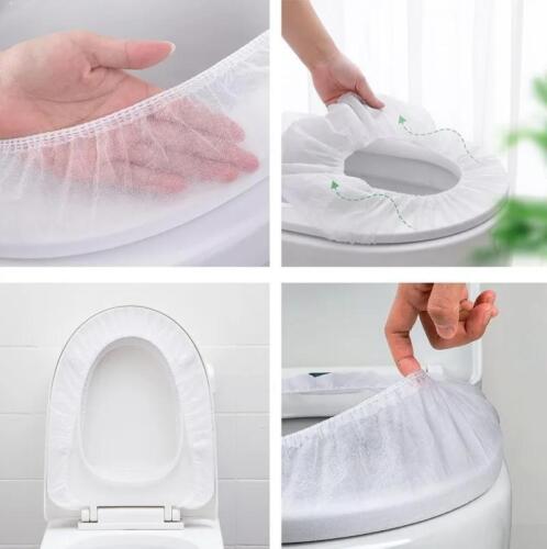 Funda de asiento de inodoro desechable - estéril, portátil, no tejida para baño de viaje y camping - Imagen 6 de 15