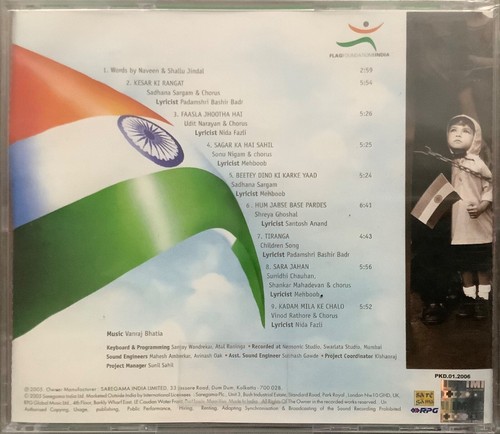 Tiranga Tera Aanchal indische patriotische Lieder - Hindi CD - Bild 2 von 2