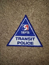 SOUTHEASTERN PENNSYLVANIA TRANSIT AUTHORITY POLICE EMBROIDERED PATCH 4" TRIANGLE