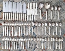 Georg Jensen Pyramid Sterling Silver Flatware Set 74pc Service for 12 131 ozt