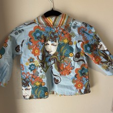 Tweedle Bumz Youth L Reversible Jacket Retro Psychedelic Print Stripe Cotton