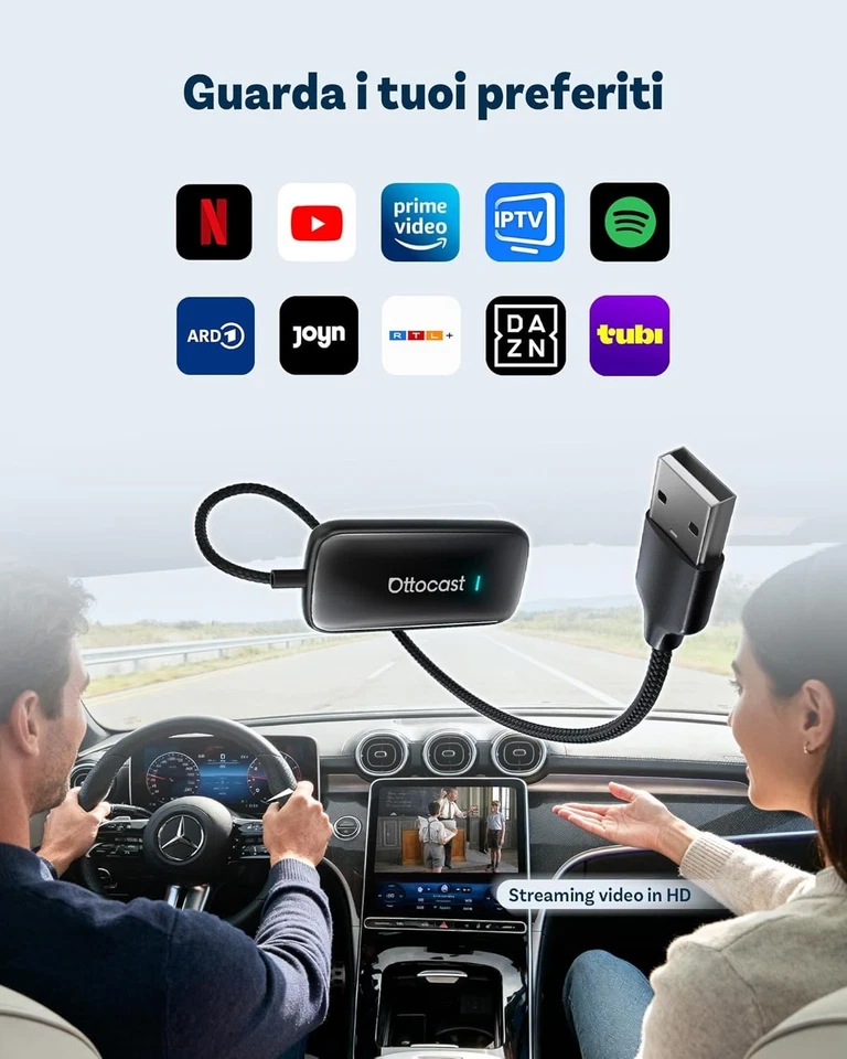 OTTOCAST Play2Video Ultra AI Box APP HUB YouTube Wireless CarPlay Android Auto - Immagine 3 di 4