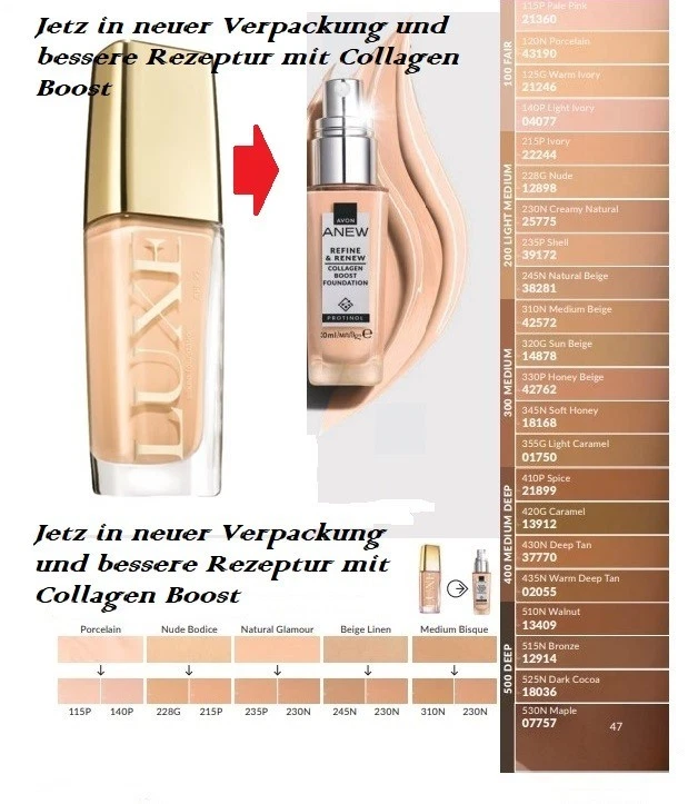 Avon ANEW REFINE & RENEW 50% mehr Kollagen Boost Foundation FARBWAHL Protinol - Bild 4 von 4